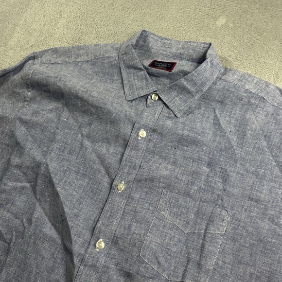 UNTUCKit Linen Shirt Mens 2XL XXL Blue Short Sleeve Button Up Wrinkle Resist - Picture 1 of 7